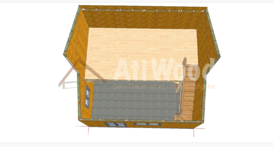 Casa de madera modelo Firgas vista superior con cubierta inclinada