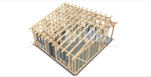 Estructura 3D de casa de madera modelo Antigua