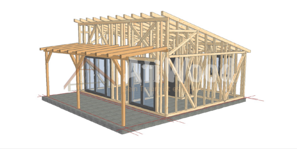 Estructura interior de casa de madera modelo Antigua