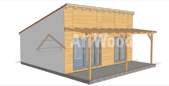 Casa de madera modelo Antigua vista exterior con balcones