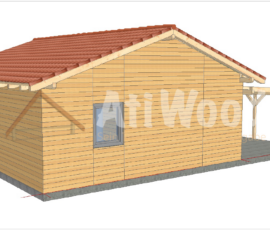 Casa de madera modelo Tacoronte vista exterior con porche