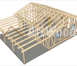 Casa de madera modelo Tacoronte estructura de madera con cubierta inclinada