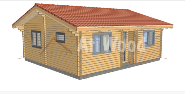 Casa de madera modelo Lajares fachada exterior con ventanas