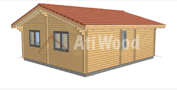 Casa de madera modelo Lajares vista exterior con cubierta de teja