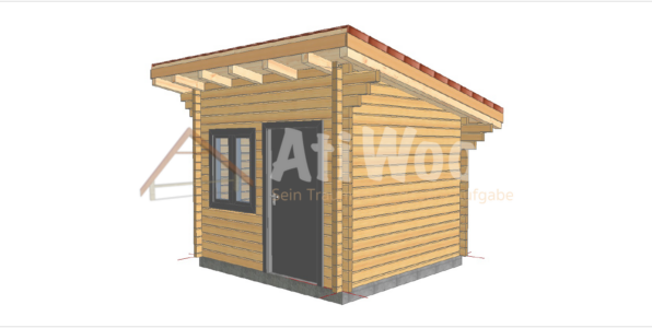 Casa de madera modelo Antigua vista exterior con cubierta inclinada