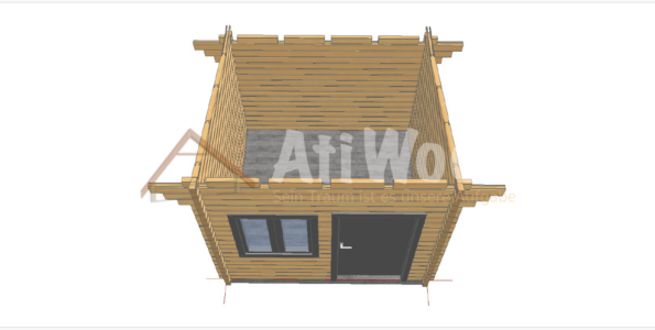 Casa de madera modelo Antigua vista frontal compacta