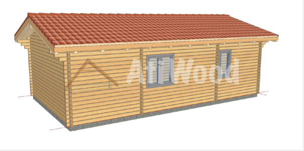 Casa de madera modelo La Orotava vista exterior con cubierta inclinada