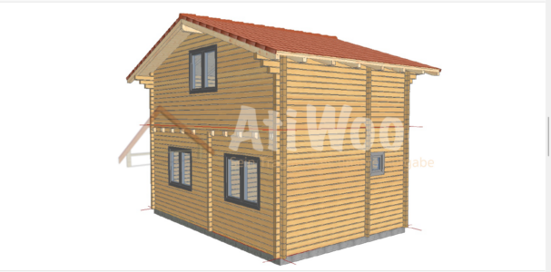 Casa de madera modelo Valleseco vista lateral exterior