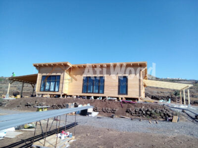 Casa de madera Tenerife durante la construcción